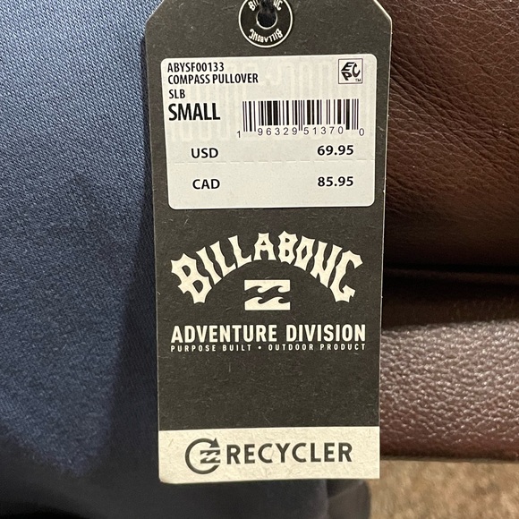 ☀️ *NWT* Billabong Men's Medium Compass Pullover Hoodie Navy Surf Beach Grunge - Picture 12 of 14